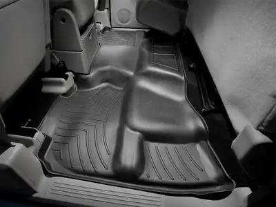 Weathertech 2007 + Chevrolet Silverado Extended Cab Black Rear FloorLiner Available April 2007. No fit chassis cab / 2007 + GMC Sierra Extended Cab Black Rear FloorLiner Available April 2007. No fit chassis cab