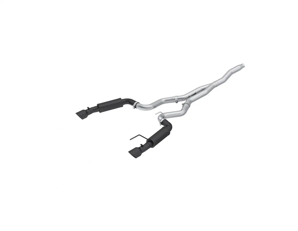 Armor BLK Cat Back Exhaust System; 3 in.; Incl. Extension Pipes/Dual Mufflers/Hardware/4.5 in. OD Tips; Dual Split Rear Exit; Race Version; Black Coated; product image