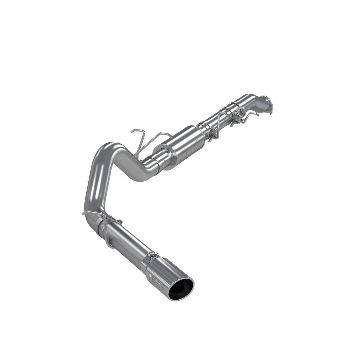 Armor Plus Cat Back Exhaust System; 4 in.; Incl. Ext. Pipe/Muffler/Over Axle Pipe/Tailpipe/Hardware/5 in. OD Tip; Single Side Exit; T409 Stainless Steel; product image