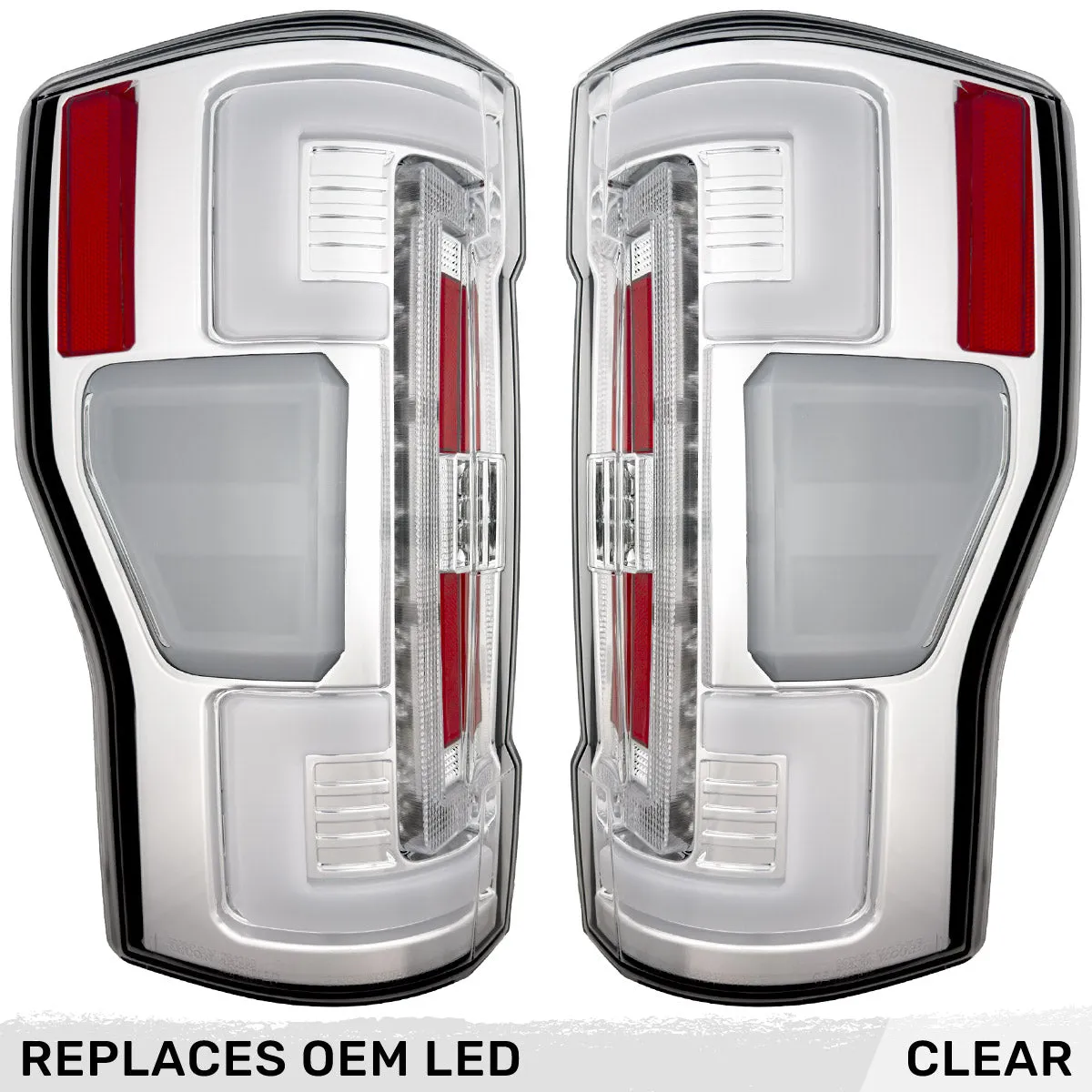 Recon Accessories Ford Superduty F250350450550 17-19 Replaces OEM LED Style Tail Lights With Blis Blind Spot Warning System Oled Tail