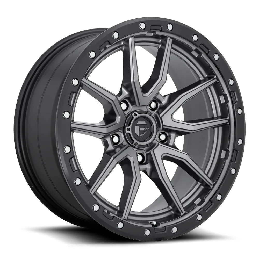 Aluminum Wheels 20X10 Rebel D680 5 On 127 Matte Gunmetal Gray Black Bead Ring 75.3 Bore -18 Offset Fuel Off Road Wheels product image