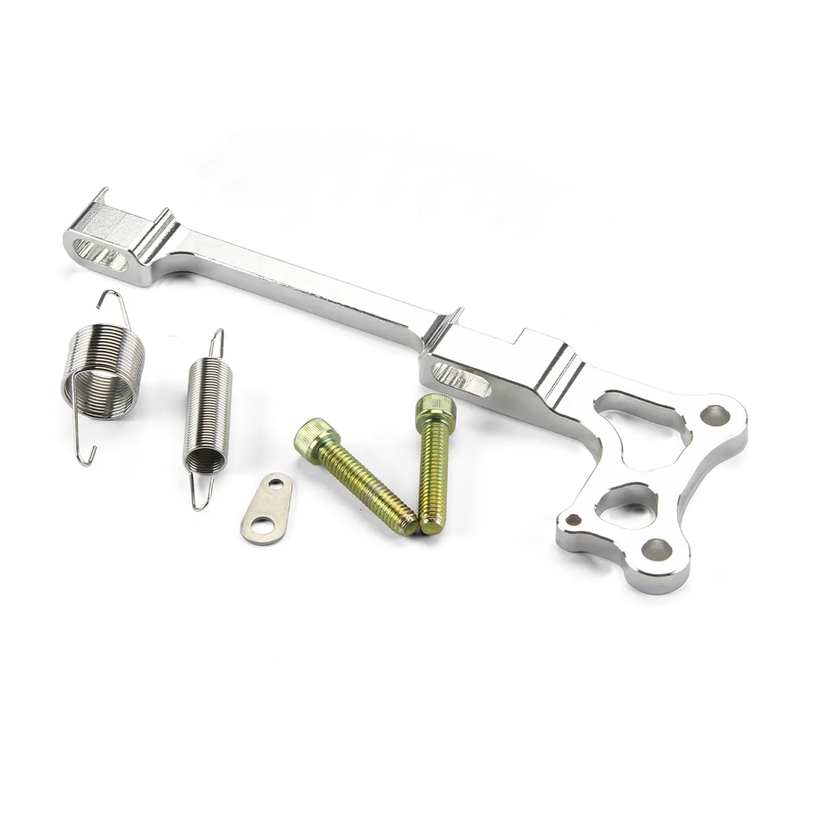 Throttle/Kickdown Cable Mounting Bracket; For Edelbrock 4 Barrel Carburetors; Incl. Return Springs; Billet Aluminum; Brushed Finish; product image