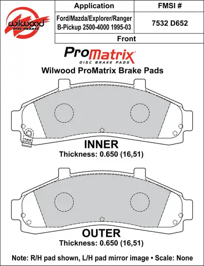 Wilwood Brakes 1995 - 2002 Ford, Mazda, Mercury Original Equipment Pads - 150-D0652K