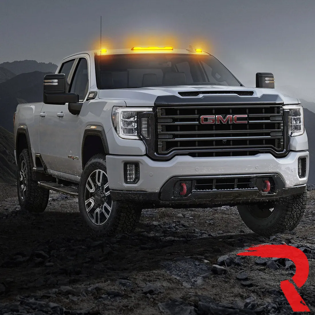 Gmc Chevy 20-23 4th Gen Body Style Heavy-Duty 3-Piece Set Amber Cab Roof Light Lens With 2-Way Forward Rear Facing Amber Ultra High-Power Leds - Includes Complete Wiring Kit For Installation on Truck That Did Not Come With OEM Installed Cab Roof product image