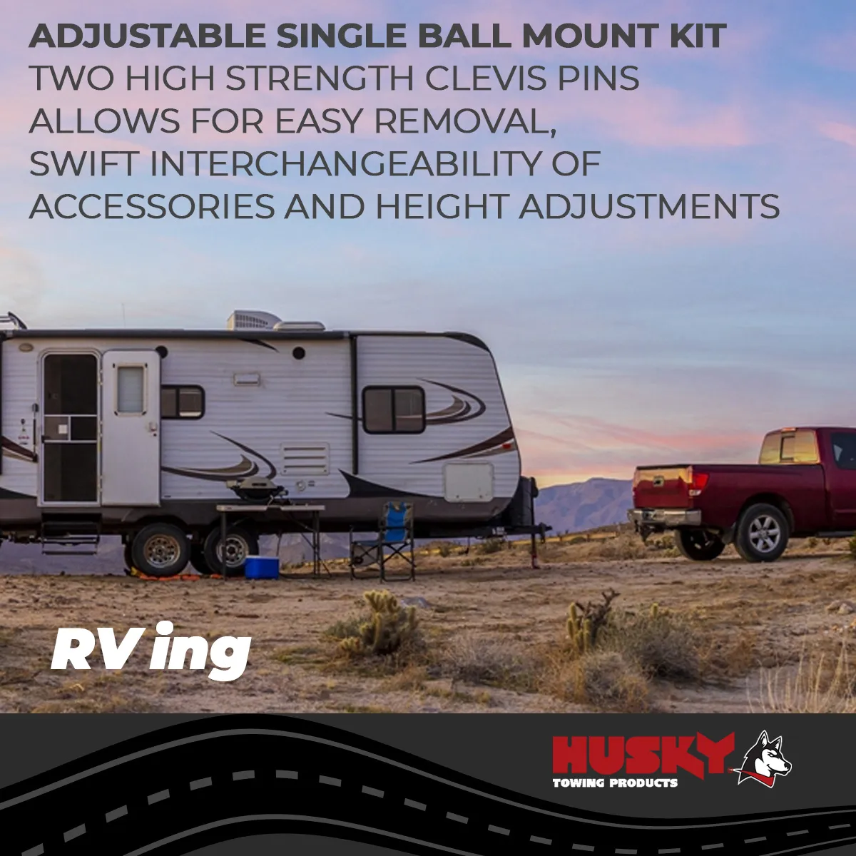 Husky Towing 33110 2 Recvr Mnt 2-5/16 Ball/2 Sqr Solid Shank 13K Gross Wt Black product image