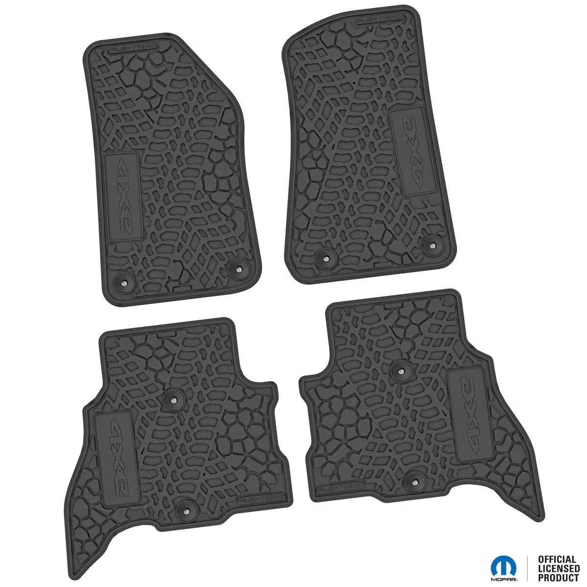 21-24 Jeep 4xe Front and RearTire Tread/Scorched Earth Scene w/ 4xe Insert - Black w/ Silver '4x' & Dark Blue 'e' Insert product image