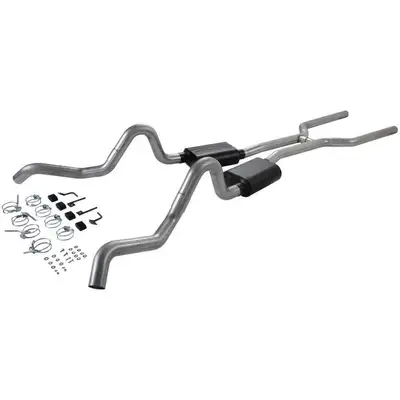Flowmaster 64-67 GM A-Body V-8 All 3.00in Mandrel Bent Tubing From Trans X-Member Back Incl. H-Pipe Hardware Super 40 Series Mufflers American Thunder DOS 16 Gauge Aluminized Steel