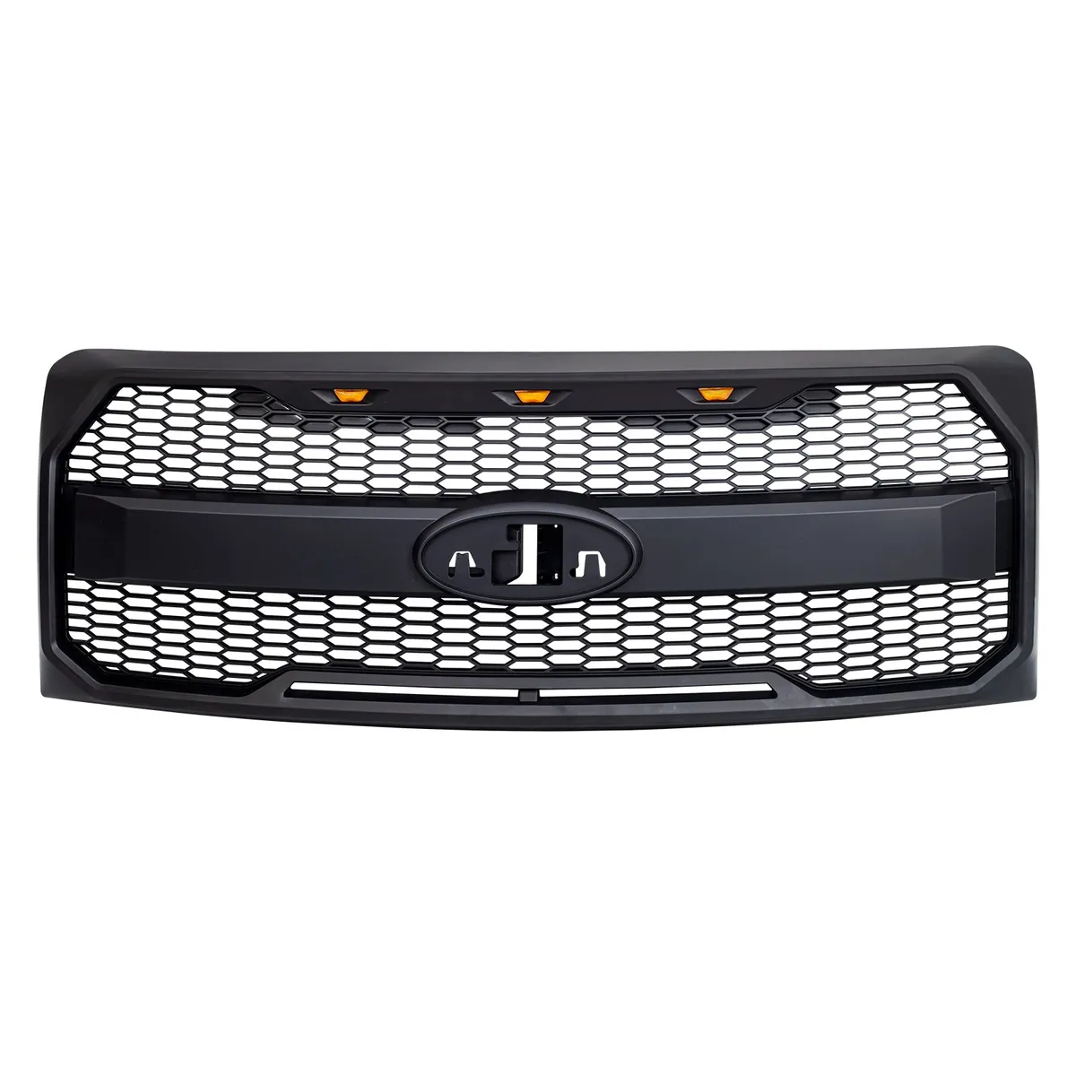 American Modified Amfmaa00159 Raptor Style Grille w/ Amber Lights& Emblem Holder, Matte Black product image