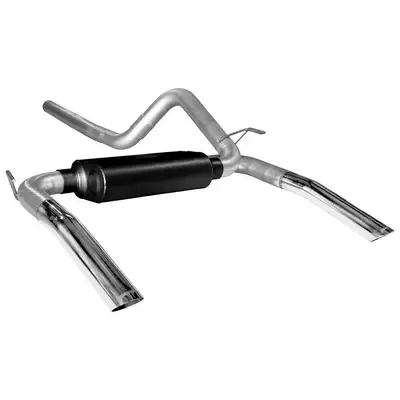 Flowmaster 98-02 Chev. Camaro / Pontiac Firebird LS-1 5.7L Dual 3.00in Outlet 5.00in x 10.00in 80 Series Crossflow Muffler 3.00in Stainless Tips American Thunder DOR Mandrel Bent Tubing 16 Gauge Aluminized Steel
