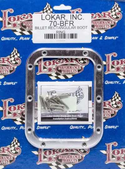 Lokar Rectangular Shift Boot Ring; 6.75 in. x 5.25 in. Outer/5.5 in. x 4 in. Inner; Billet Aluminum;