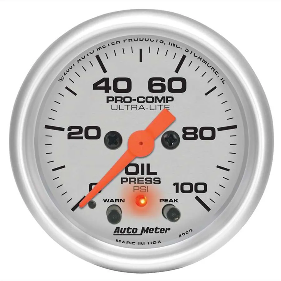 AutoMeter Gauge, Oil Press, 2 1/16", 100psi, Digital Stepper Motor w/Peak & Warn, Ultra-Lite