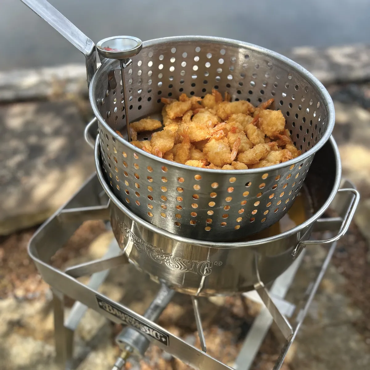 10qt Stainless Fry Pot With Lid Basket Thermometer product image
