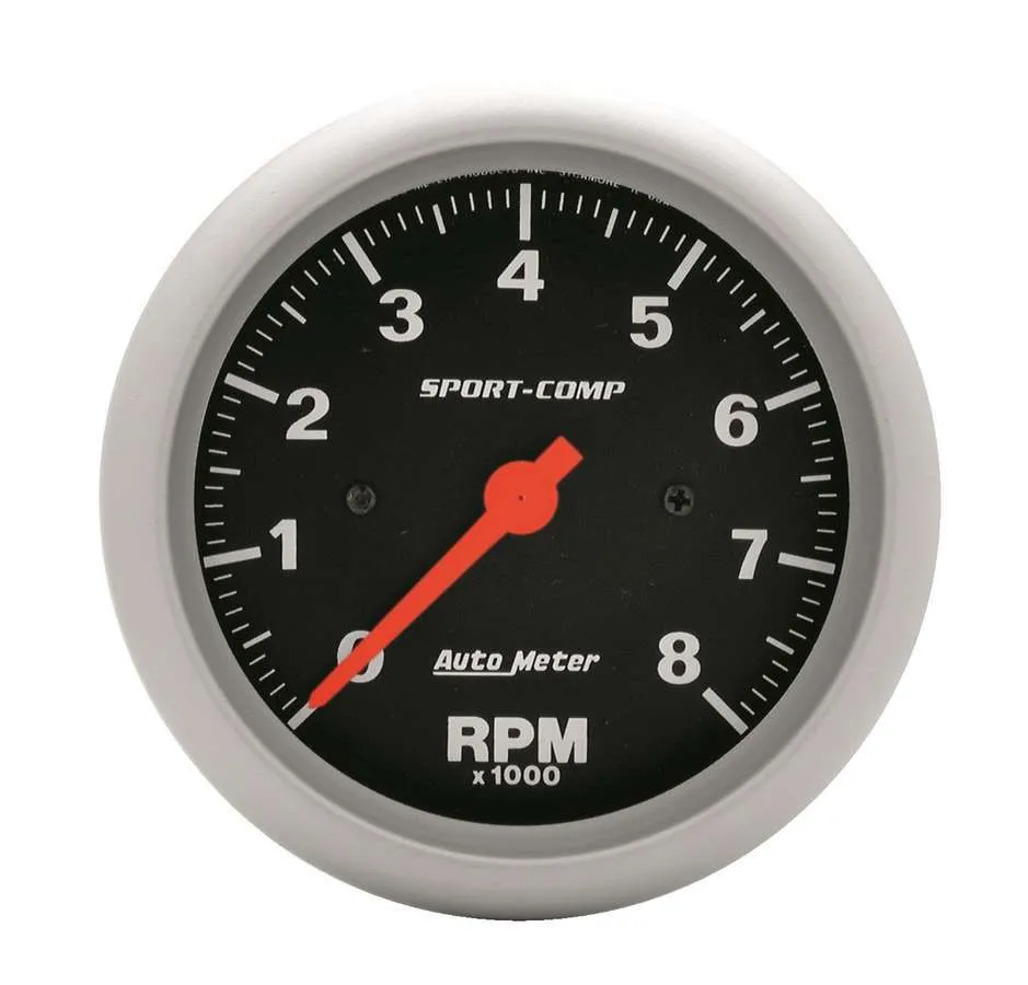 AutoMeter Gauge, Tachometer, 3 3/8", 8k RPM, In-Dash, Sport-Comp