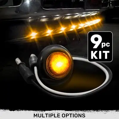 Recon Accessories Universal Amber LED Front Lower Air Dam Light Kit with Smoked Lens and Black Bezel - 9pc Sequentially Connected LED Ligh