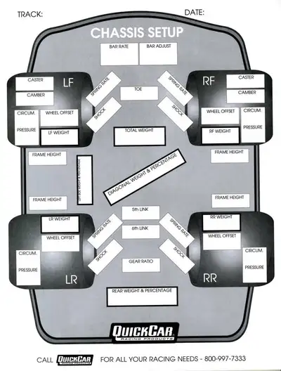 Quickcar Racing Chassis Set-Up Forms (50 PK)