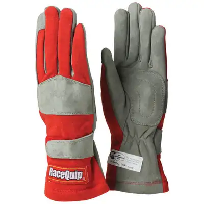 Racequip 351 Series 1 Layer Nomex Race Gloves Sfi 3.3/ 1 Certified; Red Large