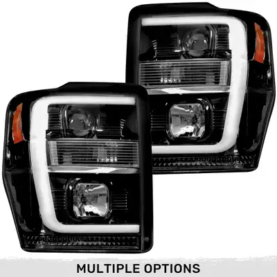Recon Accessories Ford Superduty 08-10 F250f350f450f550 Projector Headlights w Ultra High Power Smooth Oled Halos And DRL - Smoked b
