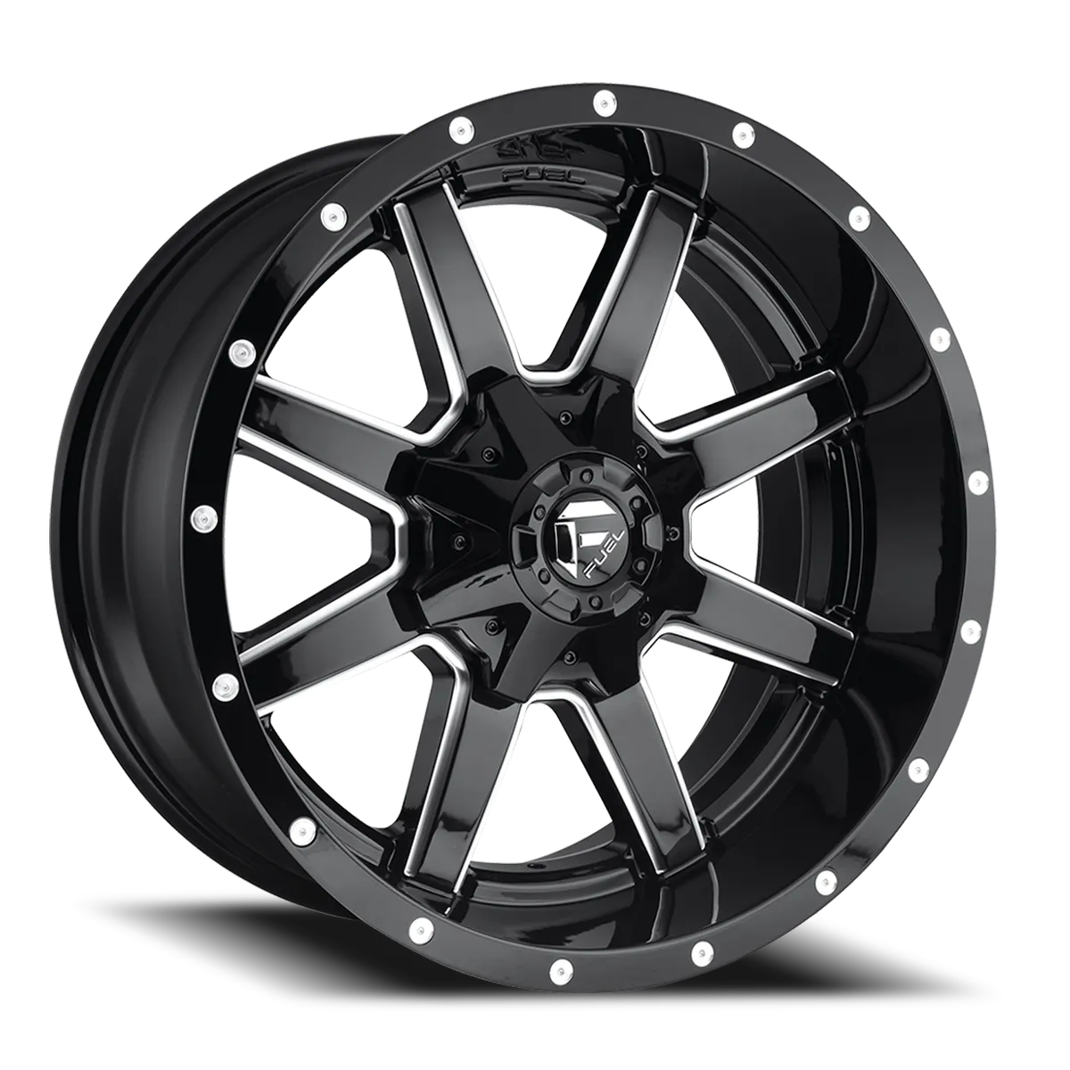 Aluminum Wheels 22X12 Maverick D610 6 On 135/6 On 139.7 Gloss Black Milled 106.1 Bore -45 Offset Fuel Off Road Wheels product image