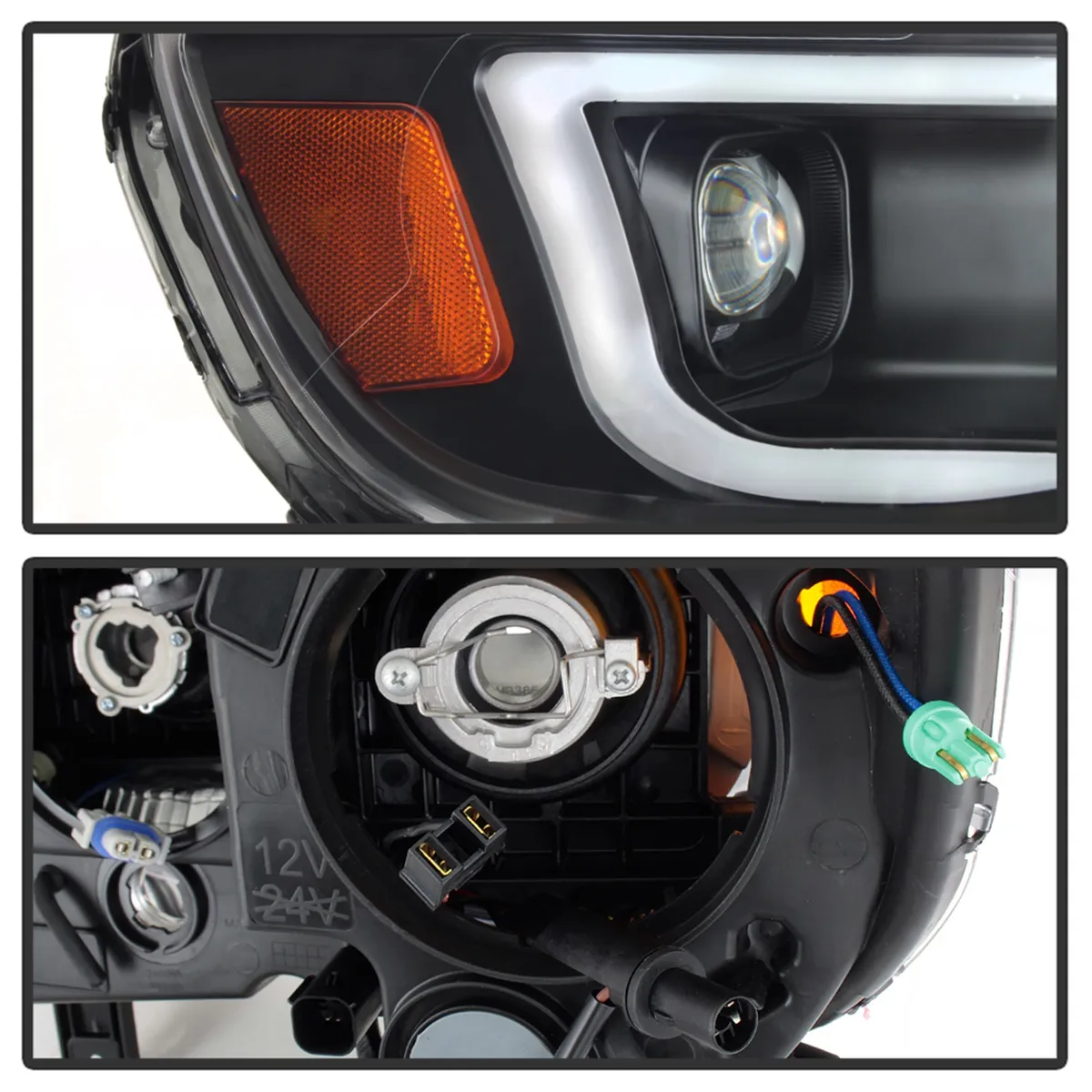XTune DRL Light Bar Projector Headlights; Halogen Models Only; Not Compatible w/Xenon/HID Model; Black; product image