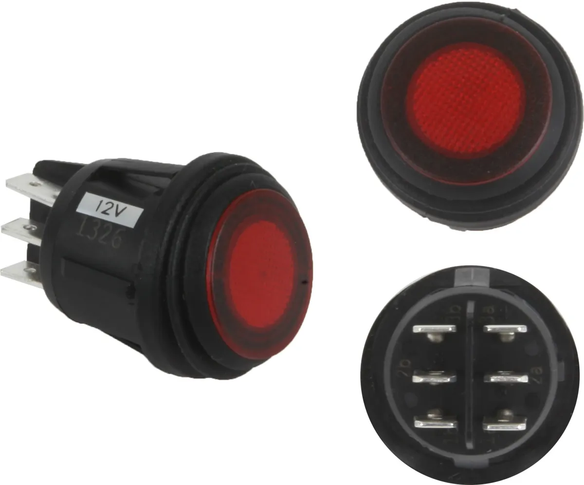 RIGID 3 Position Rocker Switch (On/Off/Backlight), Red, Single product image
