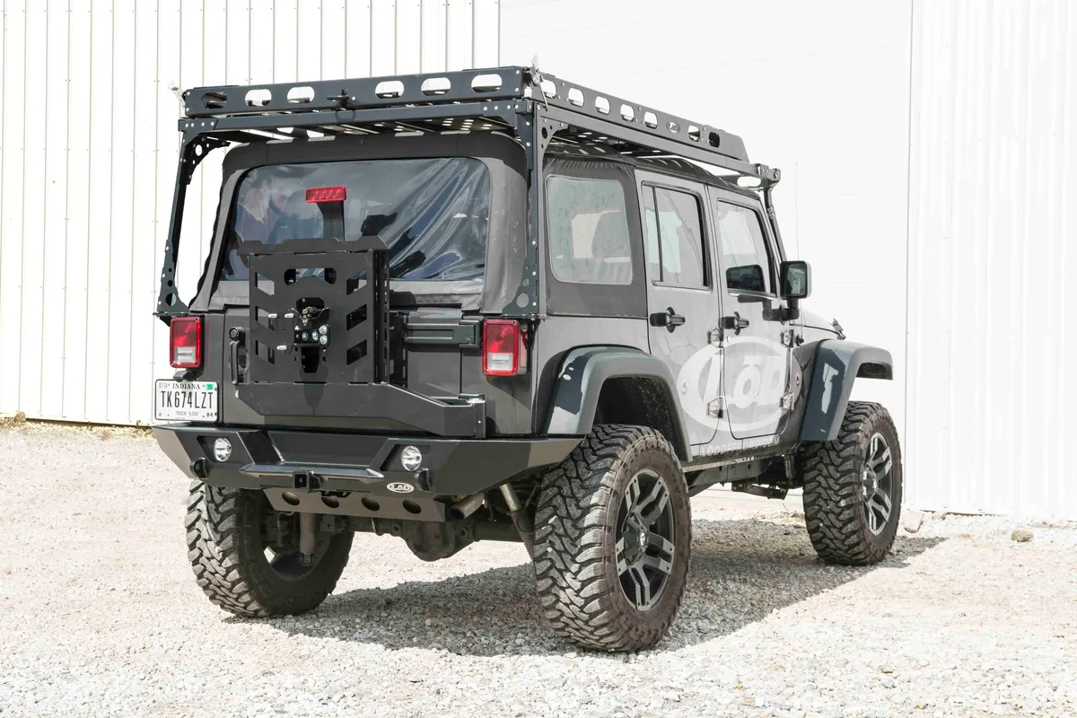 LOD Destroyer Full Width Rear Bumper w/Tire Carrier Black Powder Coated - JK product image