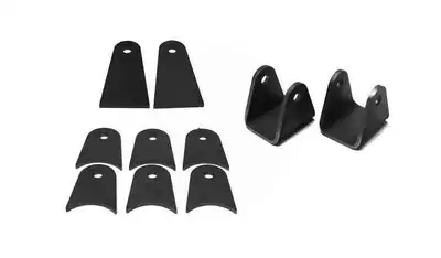 Steinjager Steinjäger Tabs and Clevises, Weld On 4 Link Tab and Clevis Kits 0.625 Bore 4.00 Axle Diameter 6 Axle Tabs 3.00 Inches Long 2 Flat Tabs 4.00 Inches Long 2 Clevises with 2.50 Inch Jaw