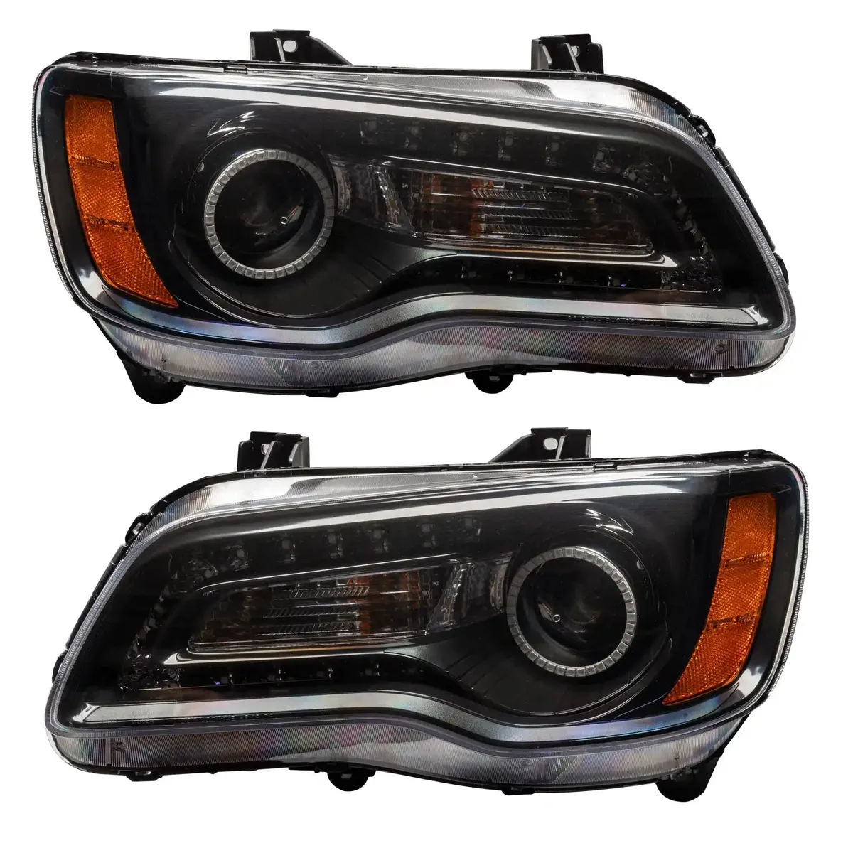 Oracle Lighting 2011-2014 Chrysler 300c Non-Hid Pre-Assembled LED Halo Headlights Wcolorshift DRL - Black Housing product image