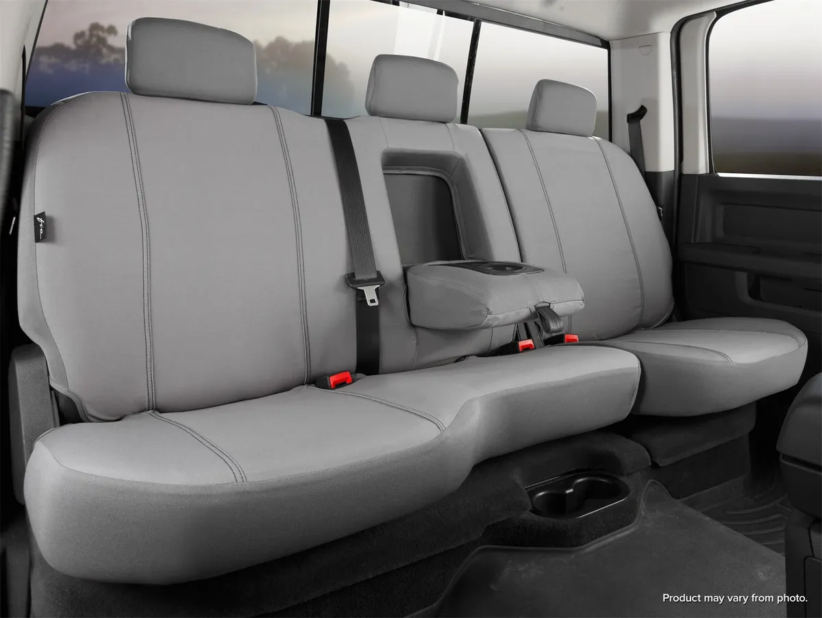 Seat Protector™ Custom Seat Cover; Poly-Cotton; Gray; Split Seat 40/60; Armrest/Storage; Cushion Hump Under Armrest; product image
