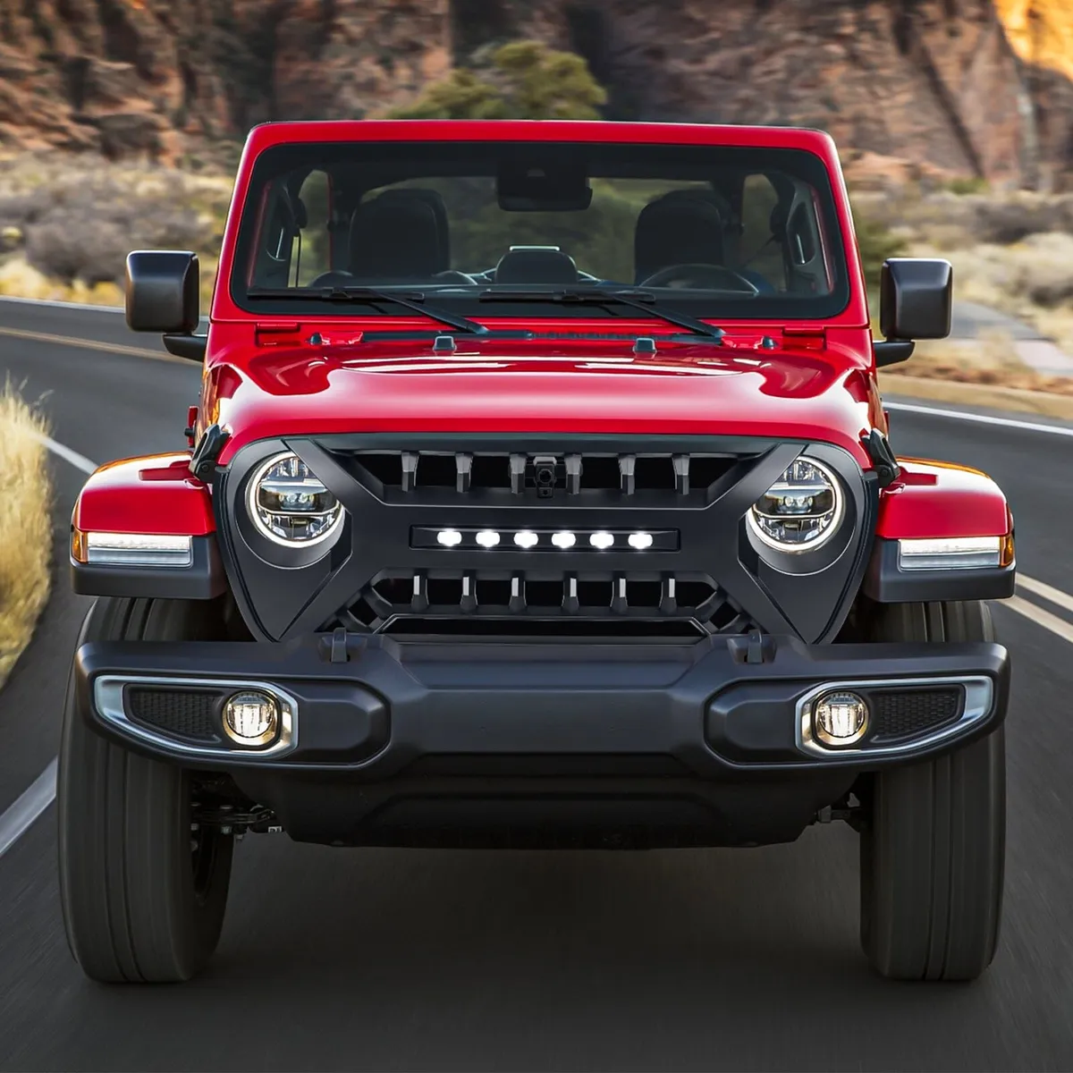 Armor Grille W/ Off-Road Lights - Matte Black For 18+ Jeep Wrangler JL & Gladiator JT product image