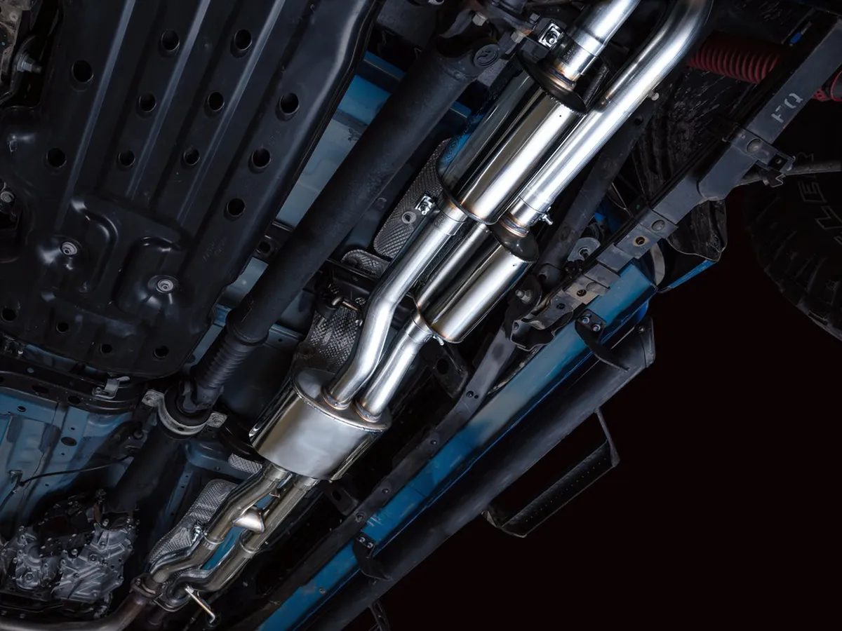 AWE 0FG Exhaust with BashGuard for 3rd Gen Tacoma - Dual Diamond Black Tips product image