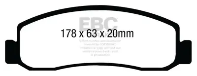 EBC Brakes Truck/SUV Extra Duty Brake Pads; FMSI Pad No. D1333; Vented; 347mm Dia.; 115mm Height; 38mm Thick; 125mm Center Hole Dia.; Pad Dimensions: 178 x 63 x 20mm;