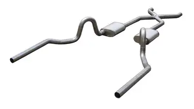 Pypes Performance exhaust Crossmember Back w/X-Pipe Exhaust System 64-72 A-Body Split Rear Dual Exit 2.5 in Intermediate And Tail Pipe Turbo Pro Muffler/Hardware Incl Tip Not Incl Pypes Exhaust