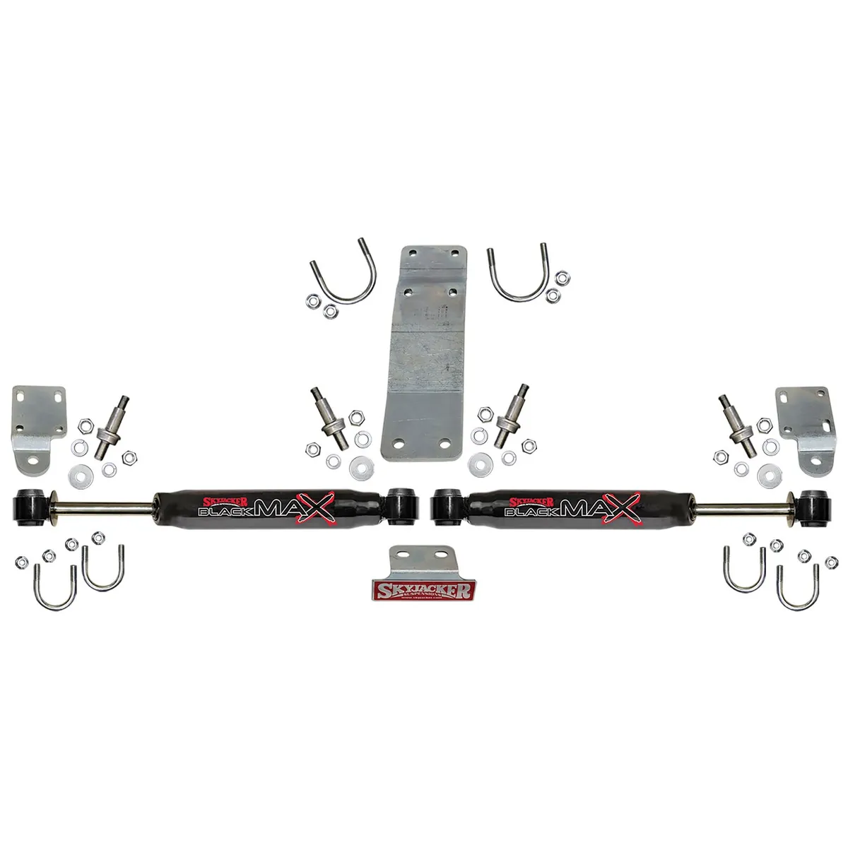 Steering Stabilizer Dual Kit Incl. Black Max Steering Dampners Brackets Hardware For Use w/OEM Diameter Tie Rod Black Skyjacker product image