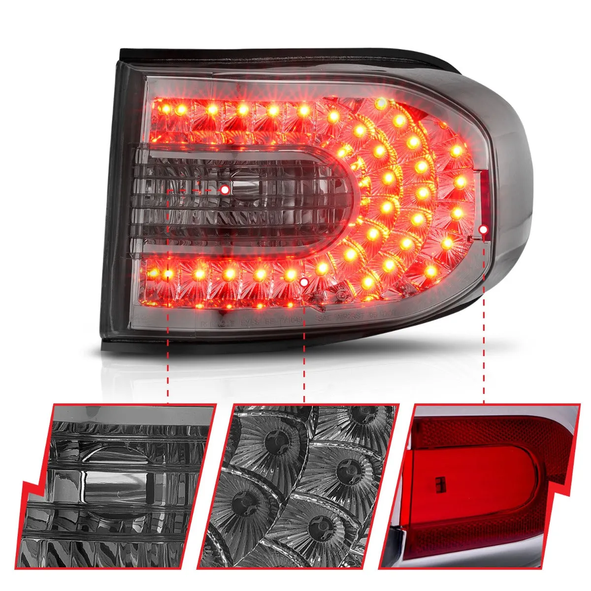 Toyota fj Cruiser 07-14 LED Tail Lights Chrome Smoke Lens product image