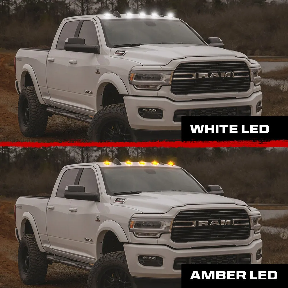 CAB LIGHTS Dodge 19-21 Heavy-Duty 2500 and 3500 5-Piece Set Clear Cab Roof Light Kit with White and Amber Ultra High-Power Strobe LEDs and White or Amber Running Light LEDs product image