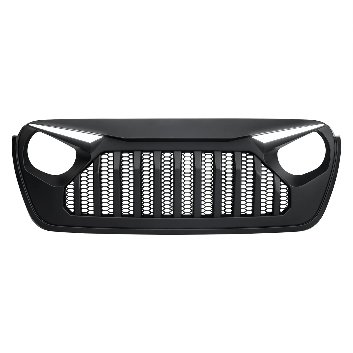 Gladiator Vader Grille W/ LED Eyebrow DRL and Turn Signals - Matte Black For 18+ Jeep Wrangler JL & Gladiator JT W/O Trailcam product image