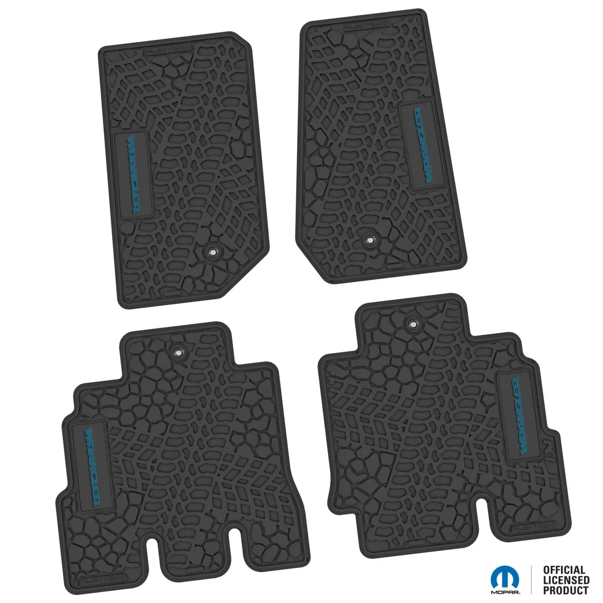 07-13 Jeep JKU 4 Dr Front and Rear -Tire Tread/Scorched Earth Scene w/ Wrangler Insert - Black w/ Red Insert product image