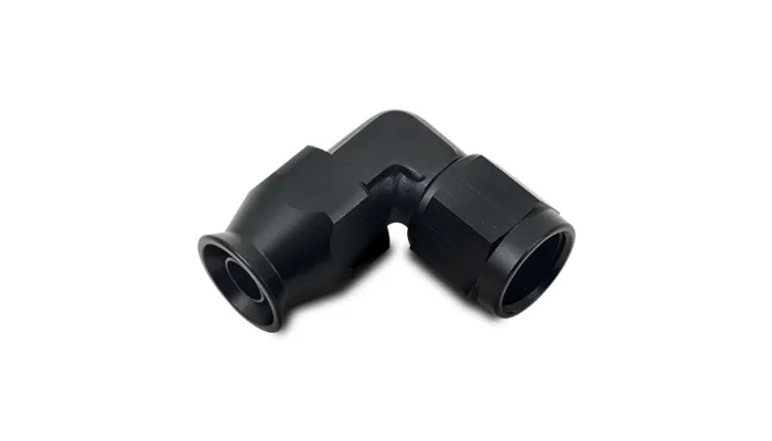 90 Degree Hose End Fitting; -4AN; 6061 Aluminum; Black Anodized; Tight Radius Forged; product image