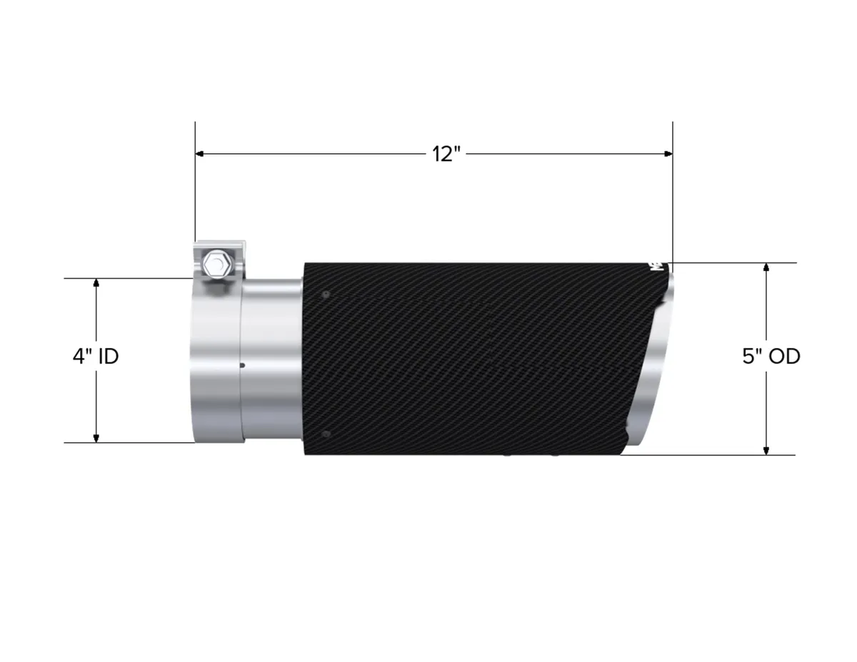 Carbon Fiber Exhaust Tip; 4 in. Inlet Diameter; 5 in. Outlet Diameter; Angle Cut; Dual Wall; product image