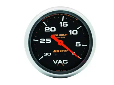 AutoMeter Gauge, Vacuum, 2 5/8", 30inHg, Liquid Filled Mech, Pro-Comp