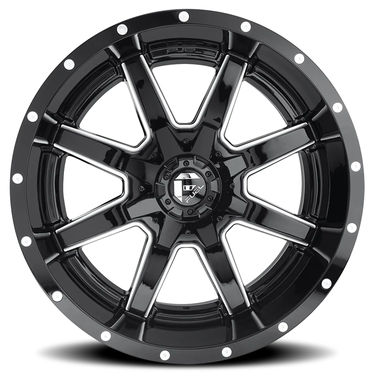 Aluminum Wheels 20X10 Maverick D610 6 On 135/6 On 139.7 Gloss Black Milled 106.4 Bore -24 Offset Fuel Off Road Wheels product image