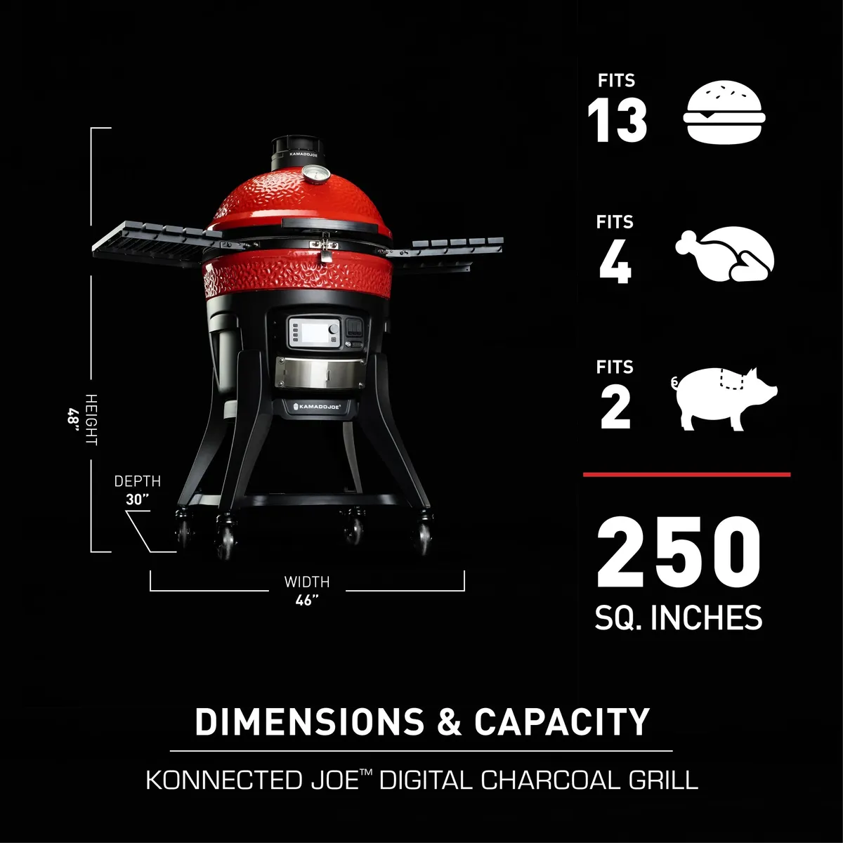 Konnected Joe Digital 18in Charcoal Kamado Grill product image
