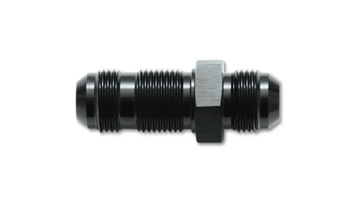 Straight Bulkhead Adapter Fitting; -3AN; 6061 Aluminum; Black Anodized; product image