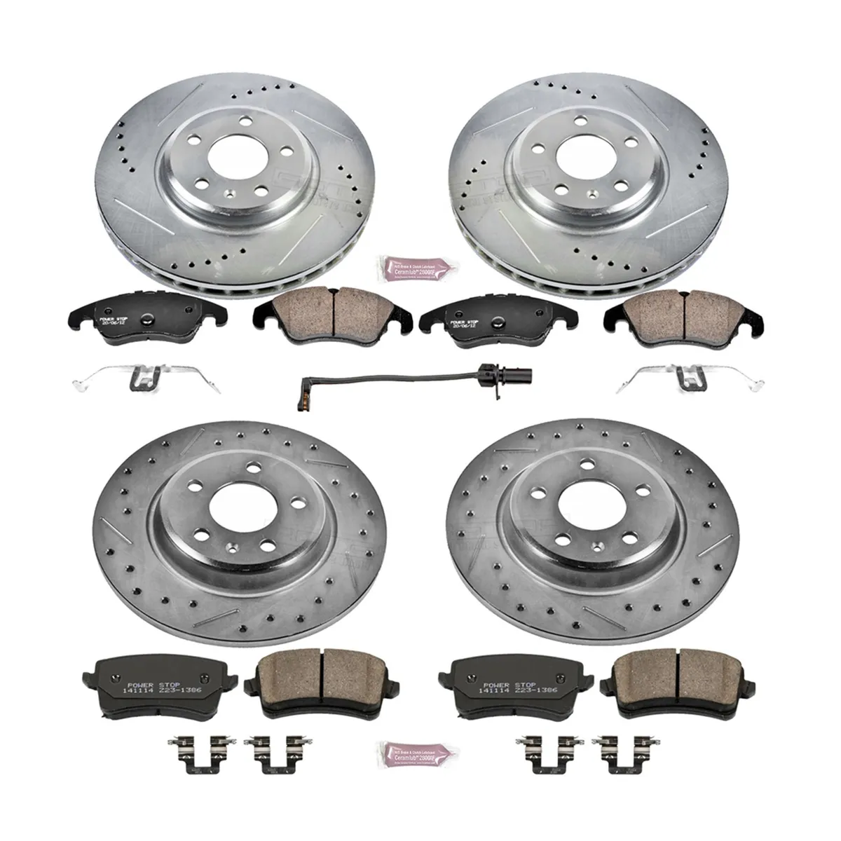 Z23 Evolution Sport Upgrade Kit: Drilled/Slotted Rotors; Carbon-Fiber Ceramic Pads W/Hardware; Pad Sensors product image
