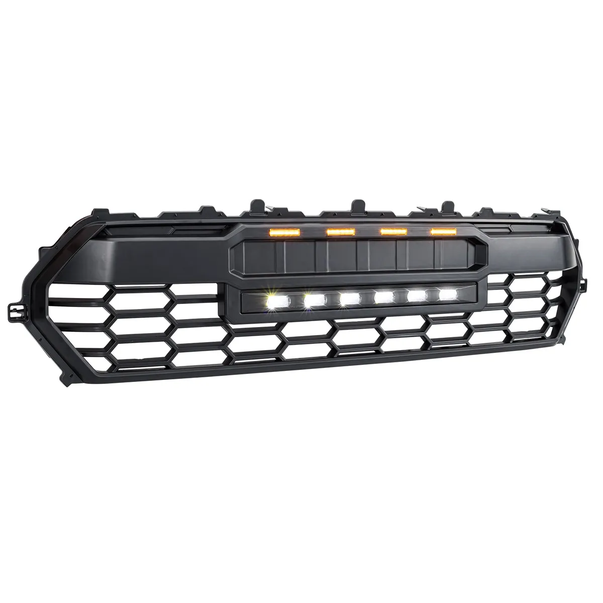 Trd Pro Style Front Grille w/ LED Off-Road Lights, Amber Lights And Diy Letters For 2024+ Toyota Tacoma- Matte Black | in Stock on Apr 30 product image