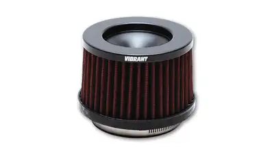 Vibrant Performance The Classic Performance Air Filter; 3 in. Inlet ID; 5 in. Filter Cap OD; 5.5 in. Filter Base OD; 4.375 in. Height;