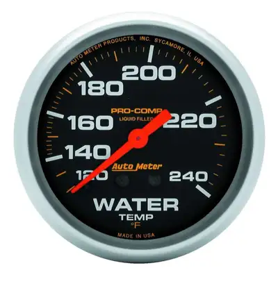 AutoMeter Gauge, Water Temp, 2 5/8", 120-240?F, Liquid Filled Mech, 12ft., Pro-Comp