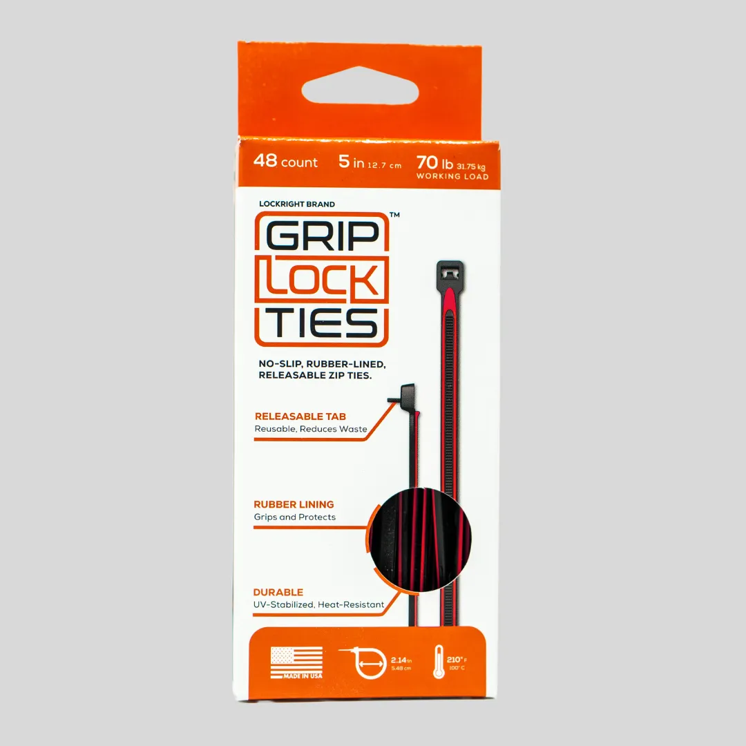GripLockTies® 5" Rubber-Lined, Reusable Cable Ties - 48 Count product image