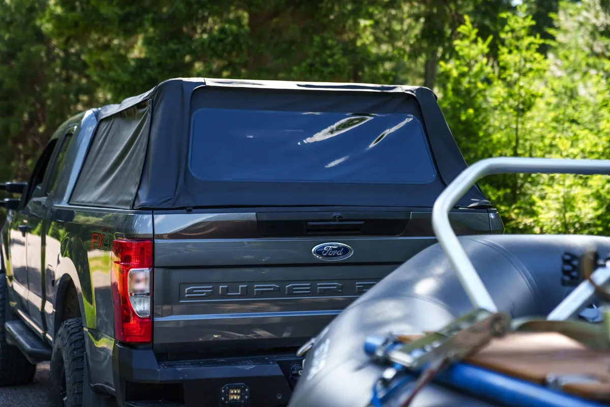 Supertop Truck Bed Cap 2 For Ford 2017-2024 F-250SD/F-350SD 6.8 Foot Black Diamond PVC Coated Sailcloth No Drill Bestop product image