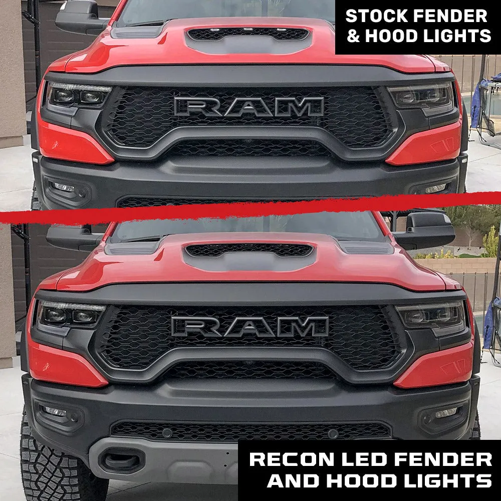 Dodge 21-25 RAM 1500 Trx 7-Pc Fender & Hood Light Kit Smoked Lens White or Amber LED Running Lights w/ Startup Light Sequence - Multiple Options product image